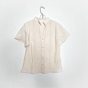 🍋 Handmade Men’s Guayabera Shirt Traditional Cream Short Sleeve Beach Size M